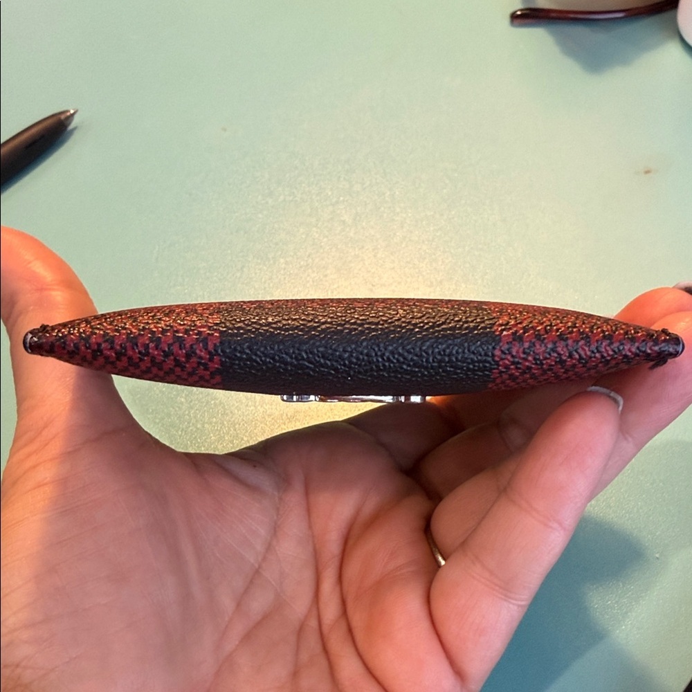 Coach Plaid Card Holder in Black and Red buffalo wallet designer coin clutch - Picture 4 of 6